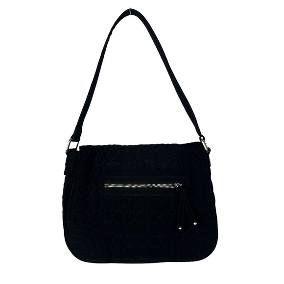 Vera Bradley Black Quilted Rounded Foldover Shoulder Bag - Picture 2 of 5